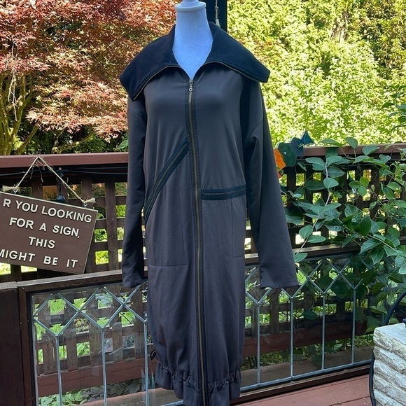Vintage Sample Krakerz long cowl neck fleecy lined  M multi zip brown coat - Picture 2 of 10